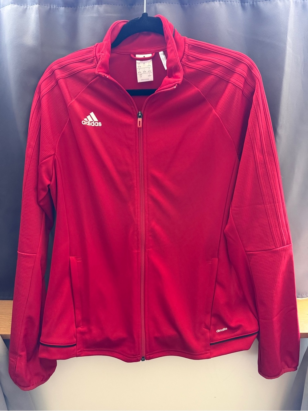 adidas Red Full-Zip Lightweight Track Jacket Climalite Women’s Large L